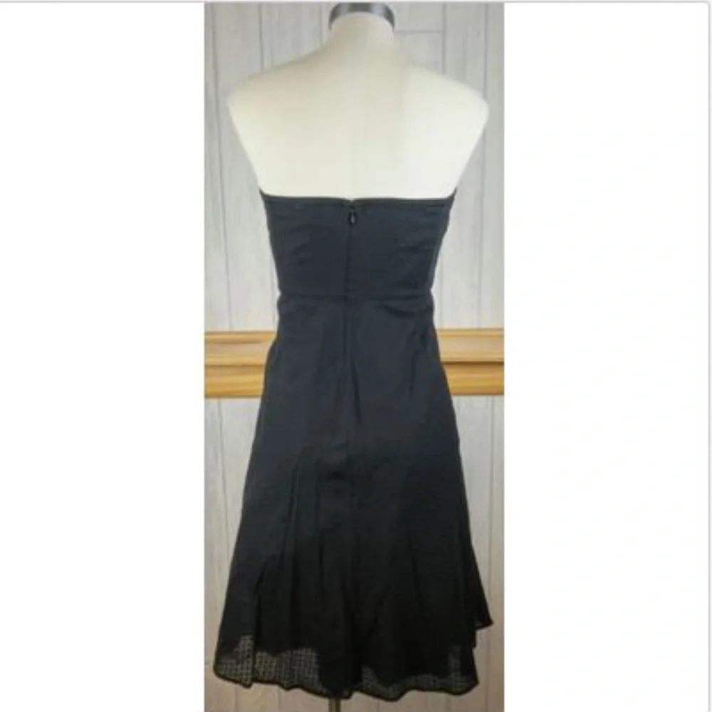 🖤J.Crew Black Swiss Dot Strapless Picnic Dress Netting Cotton Size 2 - Picture 4 of 8